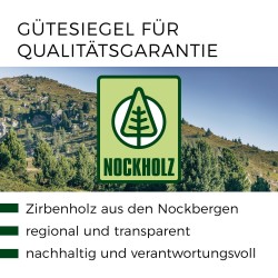 Qualtitätsgütesiegel Zertifiziert für Zirbenholz aus Österreich Nockberge Kärnten - nachhaltig und regional